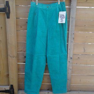 VTG 90'2 trendy barrel leg high wasted genuine suede pant with pleats at waist